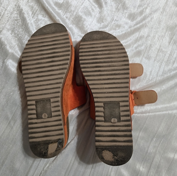 Orange Double Strap Sandals with Buckles By Cato Size 8 EUC. - Picture 4 of 5